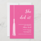 彼女はそれをトレンディーシックなホットピンクの写真卒業した 招待状 (正面)