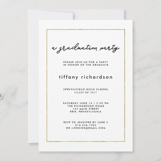 彼女はそれを写真との|の卒業パーティーの招待しました 招待状 (裏面)