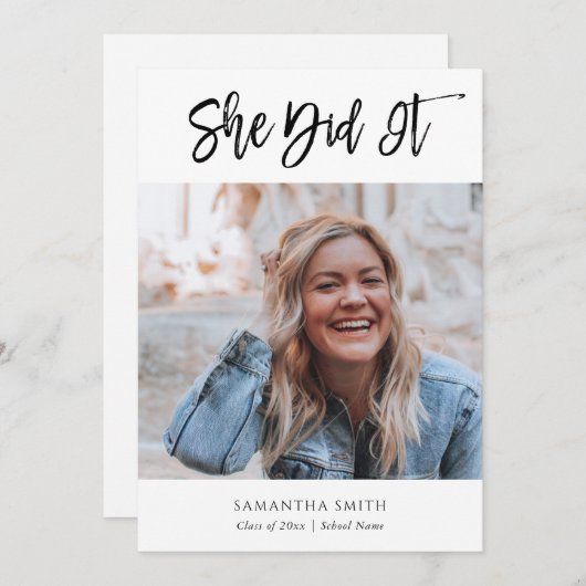 彼女はそれを書モダン道写真卒業した 案内状 (正面/裏面)