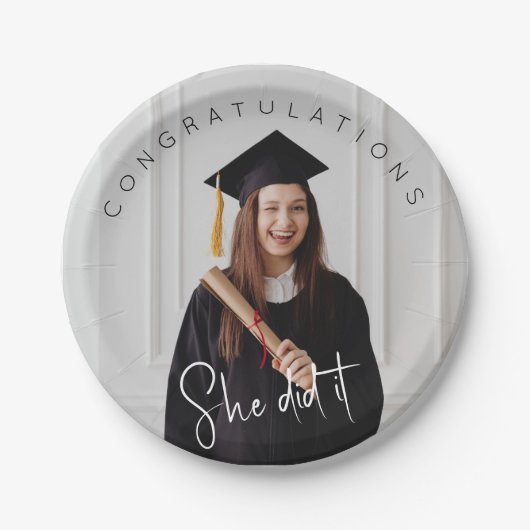 彼女はそれを行った，写真，卒業生への祝辞 ペーパープレート (正面)