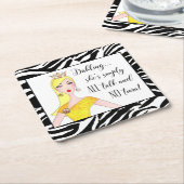 「彼女はただの口ばかりで、ティアラは口にしないのだ!」 スクエアペーパーコースター (アングル)