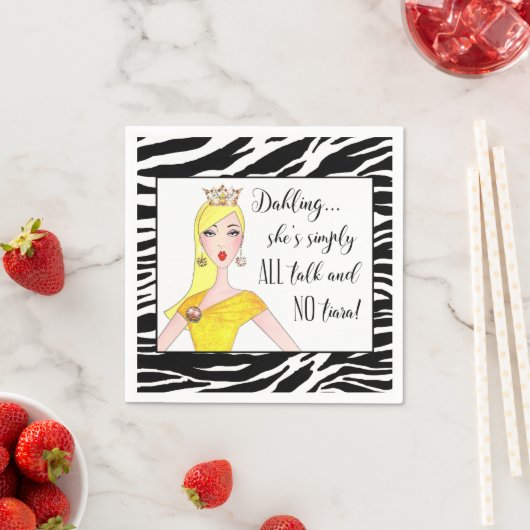 「彼女はただの口ばかりで、ティアラは口にしないのだ！」 スタンダードカクテルナプキン (インサイチュ)