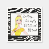 「彼女はただの口ばかりで、ティアラは口にしないのだ！」 スタンダードカクテルナプキン (正面)