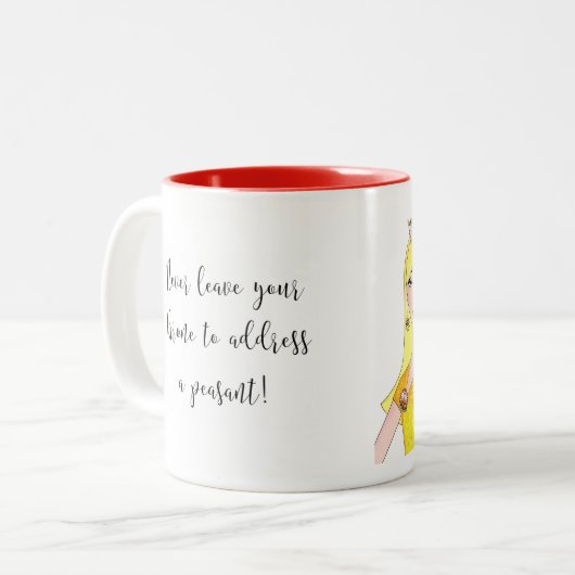 「彼女はただの口ばかりで、ティアラは口にしないのだ!」 ツートーンマグカップ (正面左)