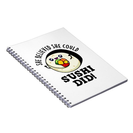 彼女はできると信じた 寿司もポジティブフードパンをした かわいいフードパンの言葉 ノートブック (右側)