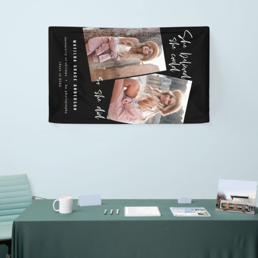 彼女はで信じきるだけ卒業した 横断幕 (トレードショー)