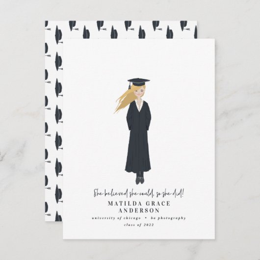 彼女はで信じきるだけ卒業パーティーをした インビテーションポストカード (正面/裏面)