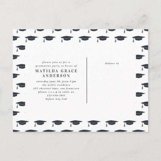 彼女はで信じきるだけ卒業パーティーをした インビテーションポストカード (裏面)