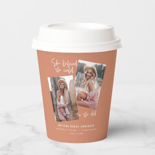 彼女はで信じきるだけ、卒業の紙を書いた 紙コップ (正面)