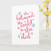 彼女はで信じきるようにグリーティングカードを作った カード (黄色い花)