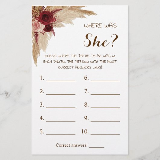 彼女はどこにいた?パンパスグラスシャワーゲームカード チラシ (正面)