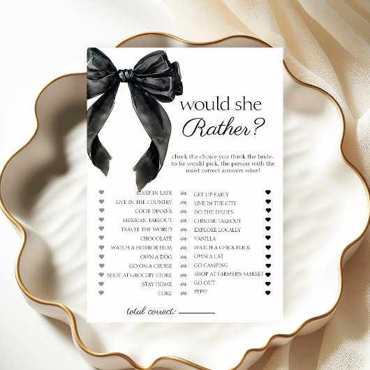 彼女はどちらが好き？ ウェディングシャワーのゲームカード 招待状
