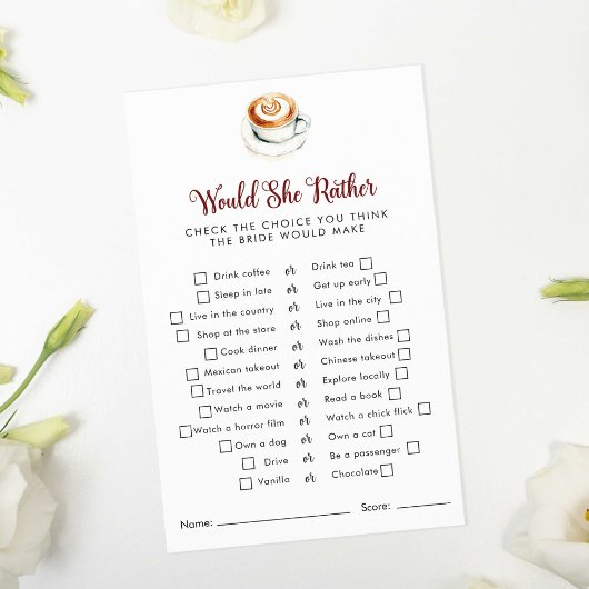 彼女はどちらが好き？ ゲーム ブライダルシャワー ラテ ラブ フライ チラシ