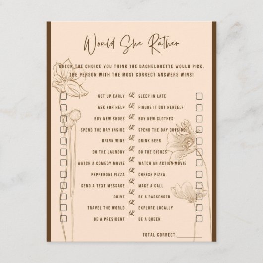 彼女はどちらが好き？独身最後の夜のゲーム エンクロージャーカード (正面)