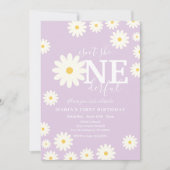 彼女はなんて素敵なのだろう Lilac Daisy ファースト バースデー 招待状 (正面)