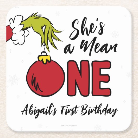 彼女はひどい人 | グリンチの誕生日 スクエアペーパーコースター (正面)