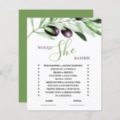 彼女はむしろオリーブの枝のブライダルシャワーゲーム (正面/裏面)