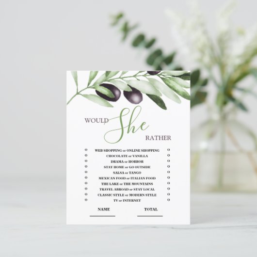 彼女はむしろオリーブの枝のブライダルシャワーゲーム (スタンド正面)