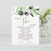 彼女はむしろオリーブの枝のブライダルシャワーゲーム 招待状 (スタンド正面)