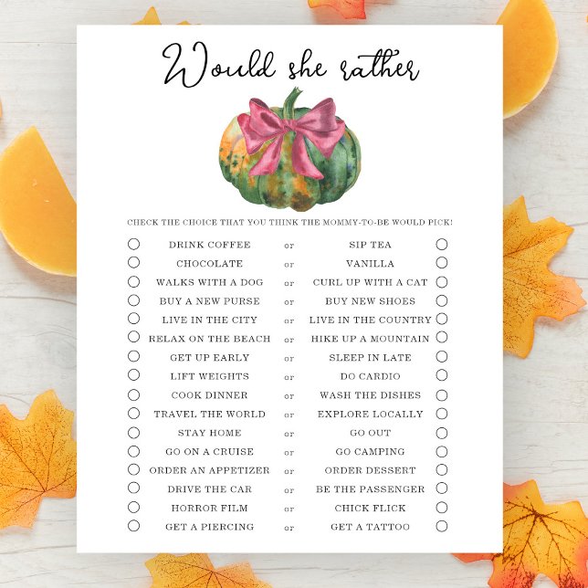 彼女はむしろカボチャの赤ちゃんシャワーゲーム (クリエイターアップロード済み)