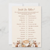 彼女はむしろコーヒーブライダルシャワーのゲームカード 招待状 (正面)
