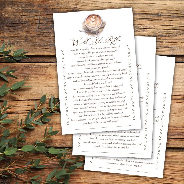 彼女はむしろコーヒー秋ブライダルシャワーゲーム (Would she rather love is brewing cappuccino coffee fall bridal shower games )