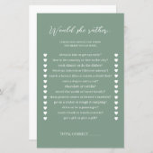 彼女はむしろセージの緑のブライダルシャワーゲーム (正面/裏面)