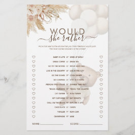 彼女はむしろテディベア赤ちゃんシャワーのゲーム