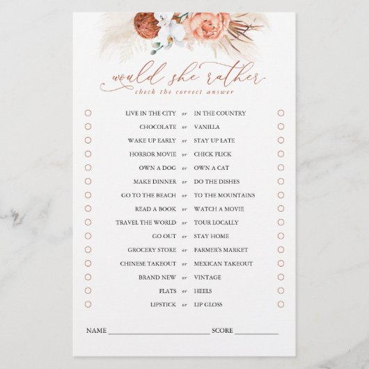 彼女はむしろテラコッタのフローラブライダルゲーム (正面)