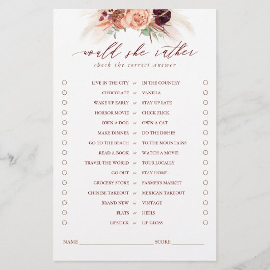 彼女はむしろテラコッタのフローラブライダルゲーム (正面)