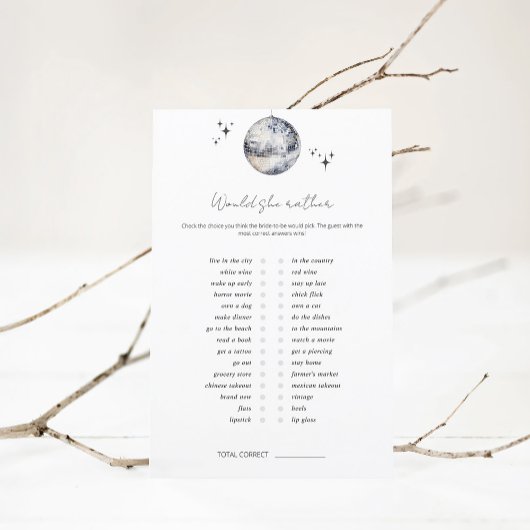 彼女はむしろディスコのボールブライダルシャワーゲーム