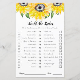 彼女はむしろヒマワリのブライダルシャワーゲーム