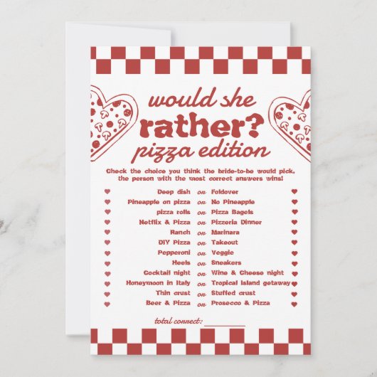 彼女はむしろピザのバチェロレッテゲームカード 招待状 (正面)