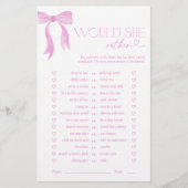 彼女はむしろピンクの弓のブライダルシャワーゲーム (正面)