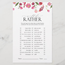 彼女はむしろピンクの花のブライダルシャワーゲーム