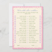 彼女はむしろブライダルシャワーのゲームカード 招待状 (正面)