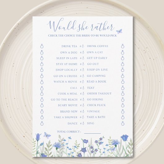 彼女はむしろブライダルシャワーのゲームカード 招待状