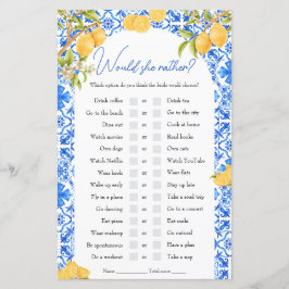 彼女はむしろブライダルシャワーゲームのレモンをテーマにした