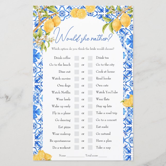 彼女はむしろブライダルシャワーゲームのレモンをテーマにした (正面)