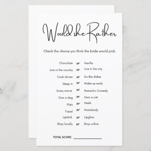 彼女はむしろブライダルシャワーゲーム (正面/裏面)