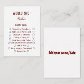 彼女はむしろブライダルシャワーゲーム ノートカード (正面/裏面)