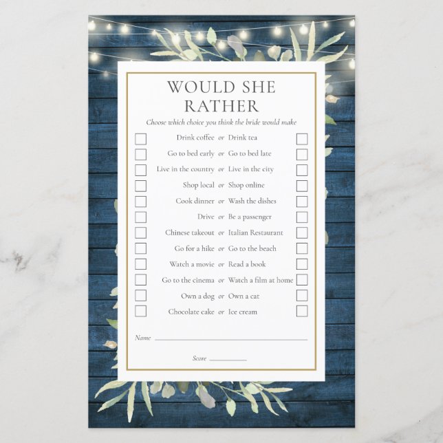 彼女はむしろブライダルシャワー茶パーティーゲーム (正面)