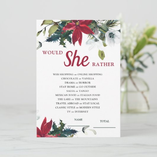 彼女はむしろポインセチアブライダルシャワーゲーム 招待状 (スタンド正面)