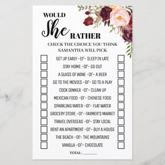 彼女はむしろマルサラブライダルシャワーゲーム (正面)