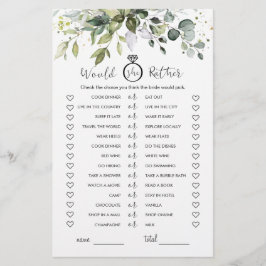 彼女はむしろユーカリブライダルシャワーゲーム