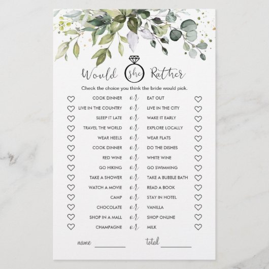 彼女はむしろユーカリブライダルシャワーゲーム (正面)