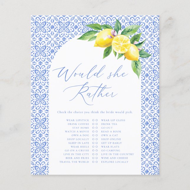 彼女はむしろレモンのイタリアンブライダルシャワーゲーム (正面)