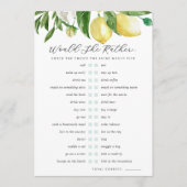 彼女はむしろレモンのブライダルシャワーのゲームカード 招待状 (正面)