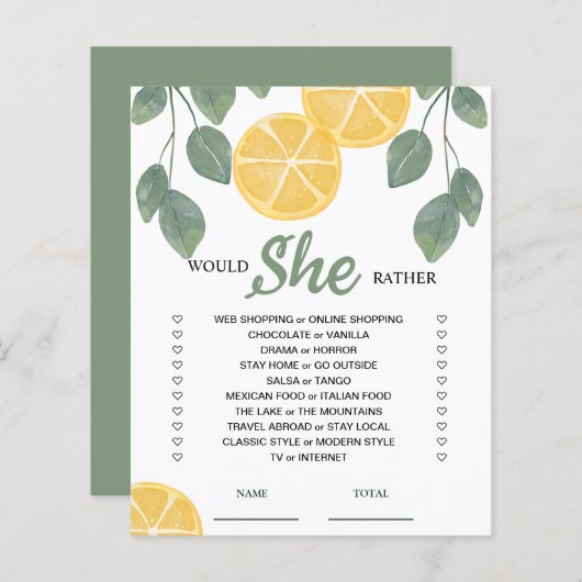 彼女はむしろレモンブライダルシャワーゲーム (正面/裏面)