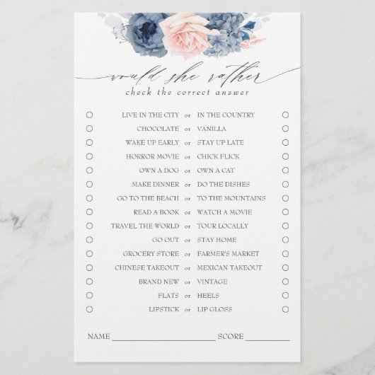 彼女はむしろ埃っぽい青いブライダルシャワーの試合を (正面)